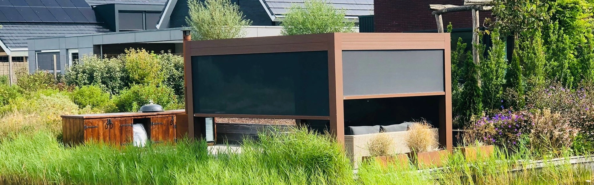 Lamellen overkapping door Veldman Zonwering in Boornbergum