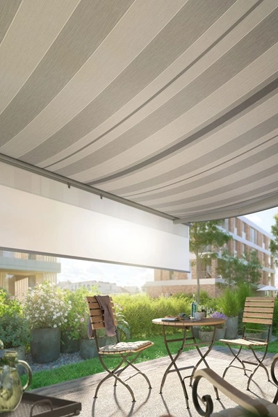 knikarmscherm weinor topas ii met volant plus zonwering op terras veldman zonwering knikarmscherm weinor topas ii met volant plus zonwering op terras veldman zonwering